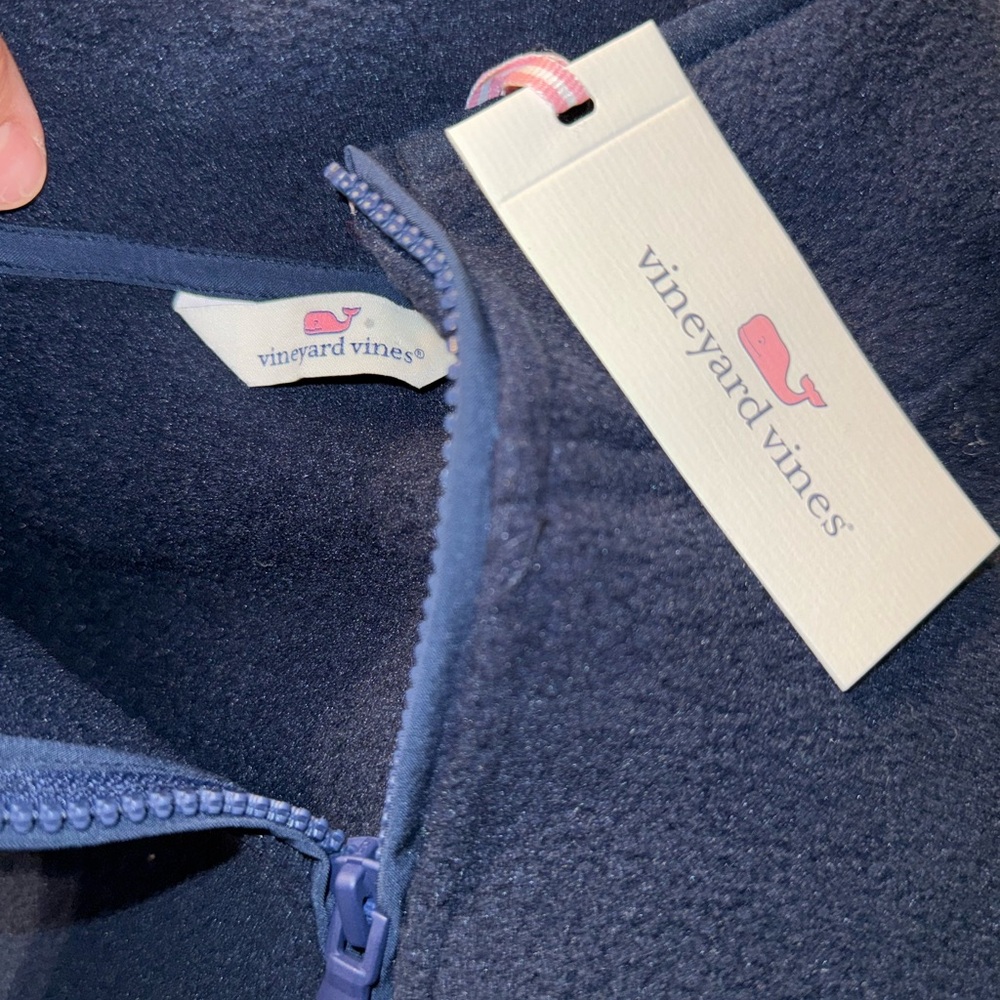 Vineyard Vines Women's Large Vineyard Navy Blank Harbor Fleece Quarter Zip